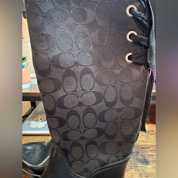 Coach Black Logo Rain Boots size 8 - Picture 12 of 13